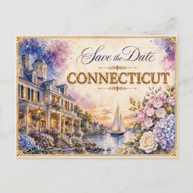 Elegante invitación de boda para guardar la fecha  (Anverso)