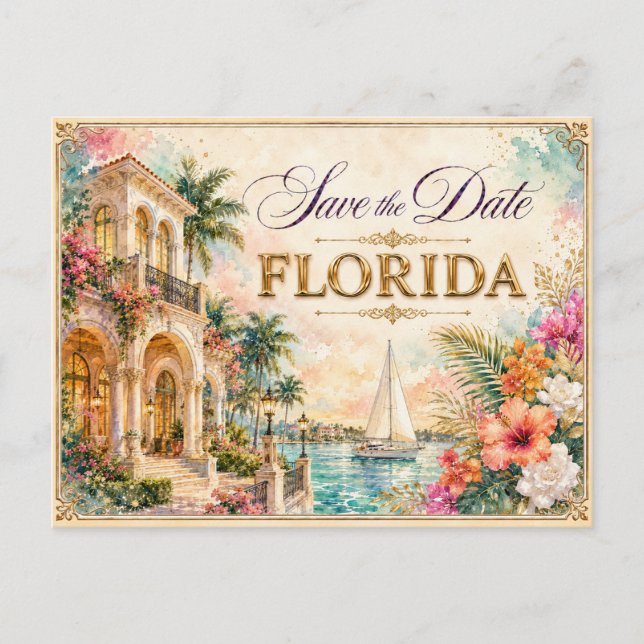 Elegante invitación de boda para guardar la fecha  (Anverso)