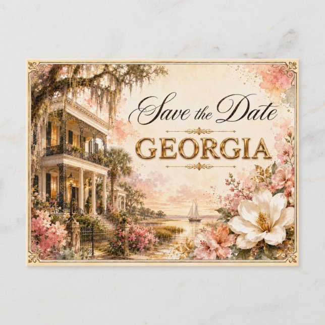 Elegante invitación de boda para guardar la fecha  (Anverso)