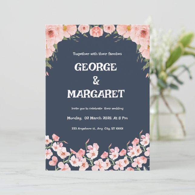 "Elegante Invitación de Boda Personalizada" (Anverso de pie)