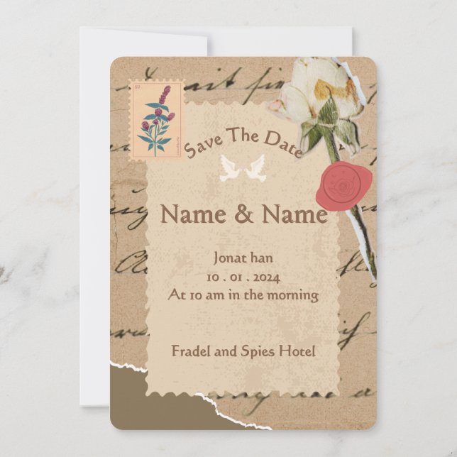 Elegante Invitación de Boda Personalizada 7 (Reverso)