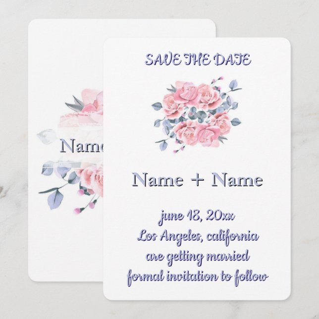 Elegante Invitación de Boda Personalizada 8 (Anverso / Reverso)