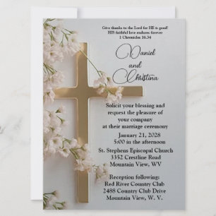 Elegante invitación de boda plana religiosa