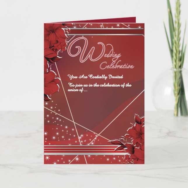 Elegante Invitación de Boda Plegada (Anverso)