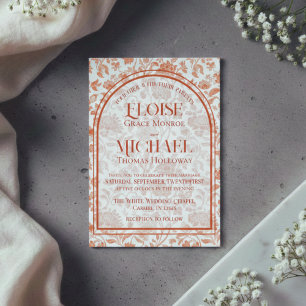 Elegante Invitación de Boda Roja Terracota con Toi