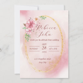Elegante invitación de boda rosa