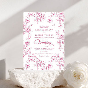 Elegante Invitación de Boda Rosa French Rose con T