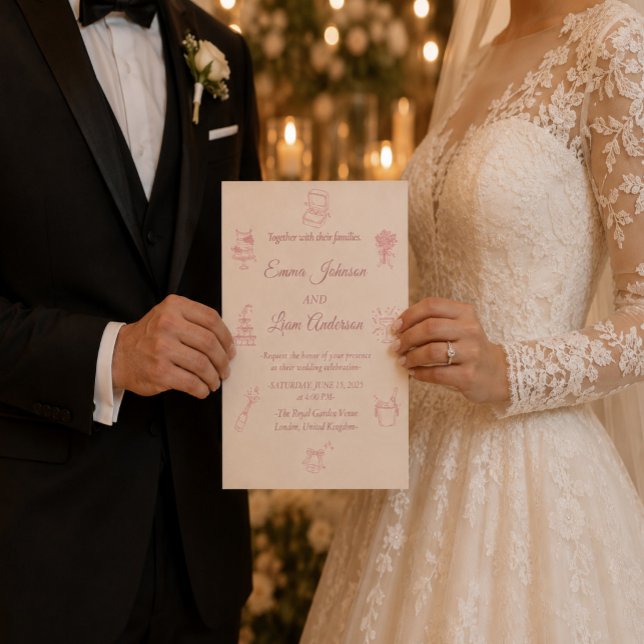 Elegante Invitación de Boda Rosa Minimalista (Subido por el creador)