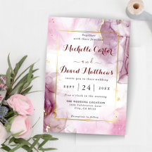 Elegante Invitación De Boda Rosa Y Magenta