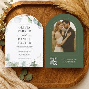 Elegante Invitación de Boda Rústica con Código QR