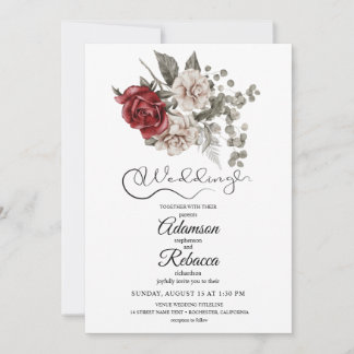 Elegante Invitación de Boda Rústica con Floral Bur