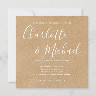 Elegante Invitación de Boda Rústica con Letra de F