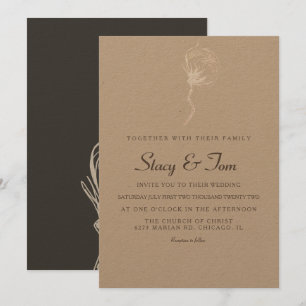 Elegante Invitación de Boda Rústica de Algodón