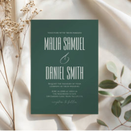 Elegante Invitación de Boda Rústica Verde Esmerald
