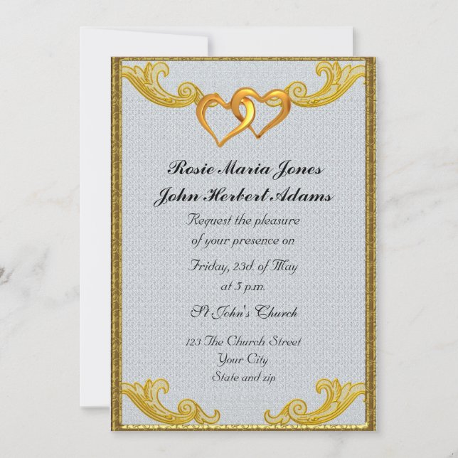 Elegante Invitación de Boda Simple (Anverso)