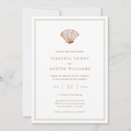 Elegante invitación de boda simple de playa