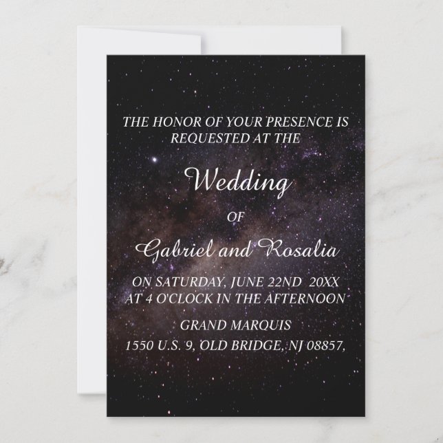 Elegante Invitación de Boda Starry Night Sky Galax (Anverso)