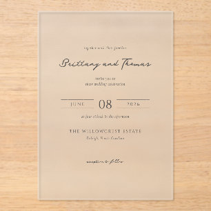 Elegante Invitación de Boda Tipográfica Negra