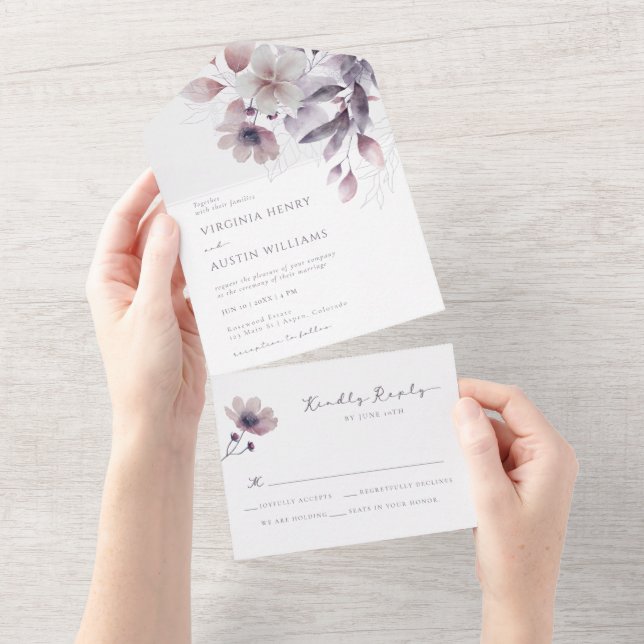 Elegante Invitación de Boda Todo en Uno (desgarro)
