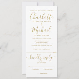 Elegante Invitación de Boda Todo en Uno con Letra 