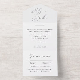 Elegante Invitación de Boda Todo en Uno con Letra 