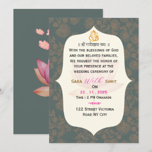 Elegante Invitación de Boda Tradicional India