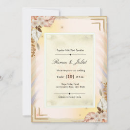 Elegante Invitación de Boda Tropical Boho Floral B