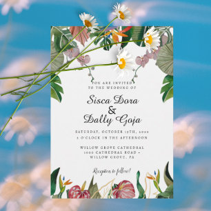 Elegante Invitación de Boda Tropical con Eucalipto