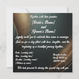 Elegante invitación de boda turquesa dorada