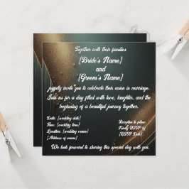 Elegante invitación de boda turquesa dorada