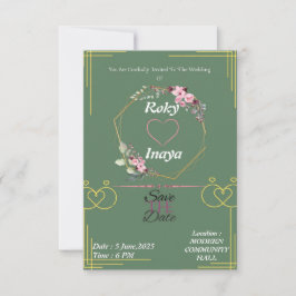 Elegante Invitación de Boda Verde Claro