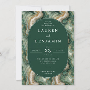 Elegante Invitación de Boda Verde Marmorizada
