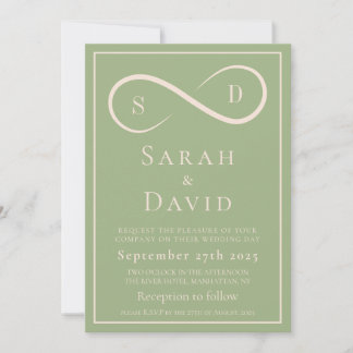 Elegante Invitación de Boda Verde Salvia Moderno M