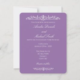 Elegante Invitación de Boda Vintage Morado Regenci