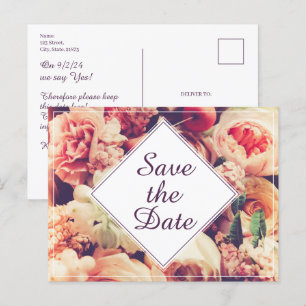 Elegante Invitación de Boda Vintage, Motif de Flor