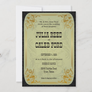 Elegante invitación de boda western vintage de vaq