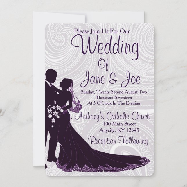 Elegante invitación de bodas (Anverso)