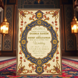 Elegante invitación de bodas de cosecha islámica