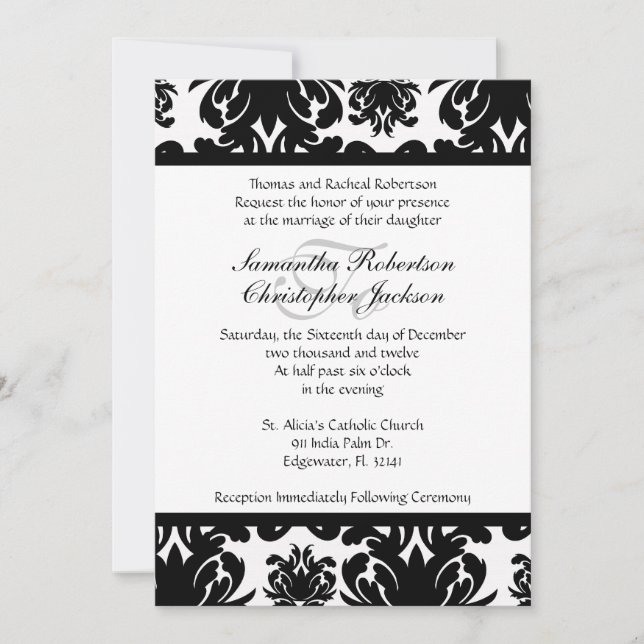 Elegante invitación de bodas de época (Anverso)