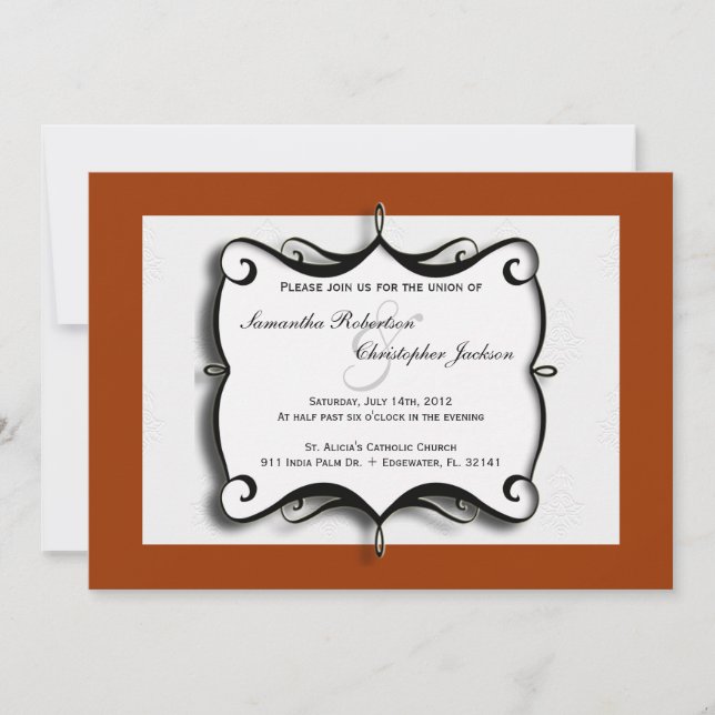 Elegante invitación de bodas de época (Anverso)