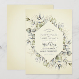 Elegante invitación de bodas de eucalipto de otoño