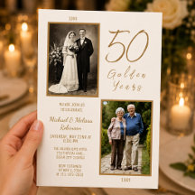 Elegante Invitación de Bodas de Oro de 50 años en