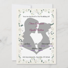 Elegante invitación de bodas de silueta con flores