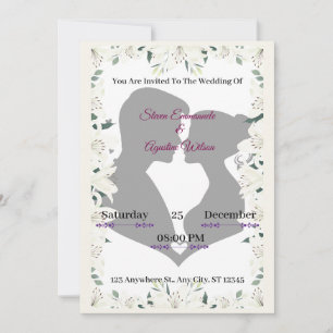 Elegante invitación de bodas de silueta con flores