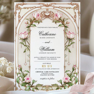 Elegante invitación de bodas florales de Rubor vin