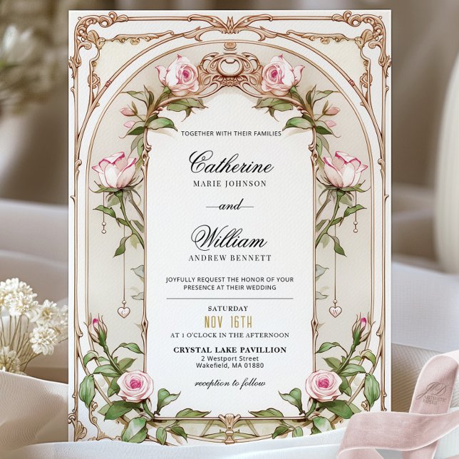 Elegante invitación de bodas florales de Rubor vin (Subido por el creador)