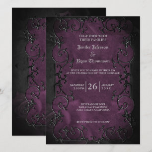 Elegante invitación de bodas gótica de halloween p