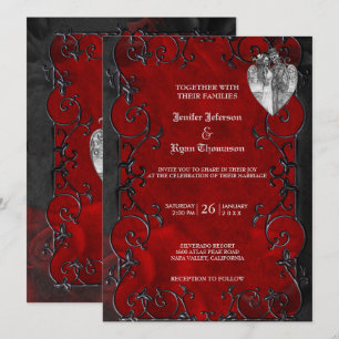Elegante invitación de bodas góticas de Halloween