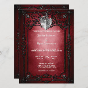 Elegante invitación de bodas góticas de Halloween