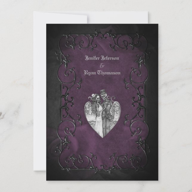 Elegante invitación de bodas góticas de Halloween (Reverso)